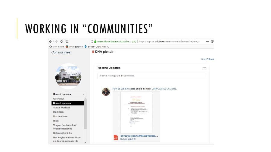 Web page, working with communities