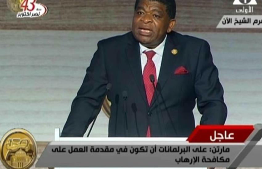 Martin Chungong addressing the Presidents of the African and Arab Parliaments.