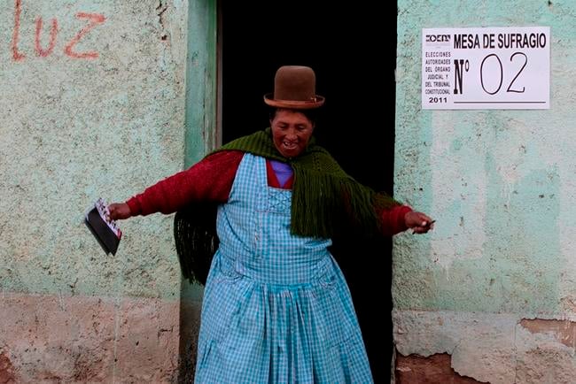 Bolivian woman after voting